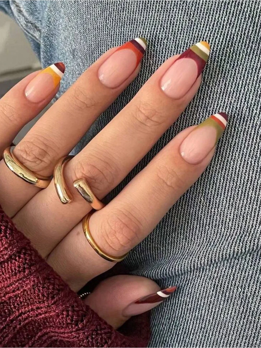Striped Acrylic Press On Nails